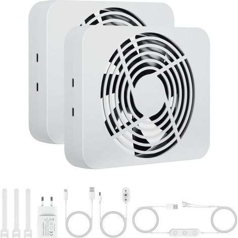 TolleTour Ventilateur pour radiateur réglable, lot de 2 modules 18 x 15 cm, capteur de température, pour 60–90 cm (1/5)