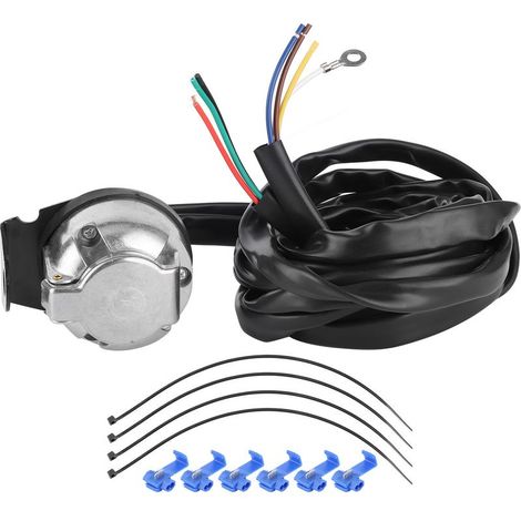 Connecteur de remorque européen à 7 broches, prise de cablage, cable de 2m pour véhicules commerciaux, semi-remorques (1/5)