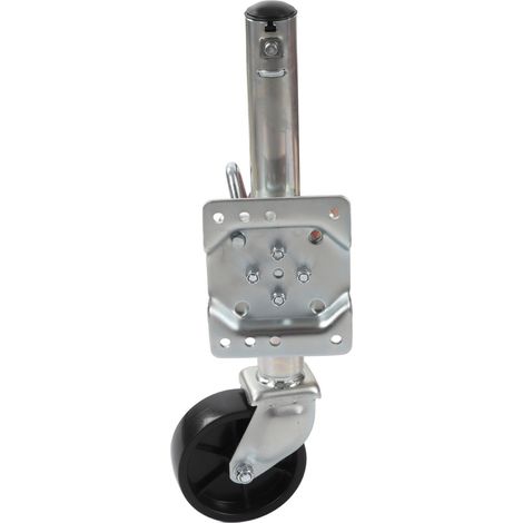 Vérin de remorque pliable robuste 544kg, roue 15cm, hauteur réglable pivotant pour caravane, camping-car, bateau (1/5)