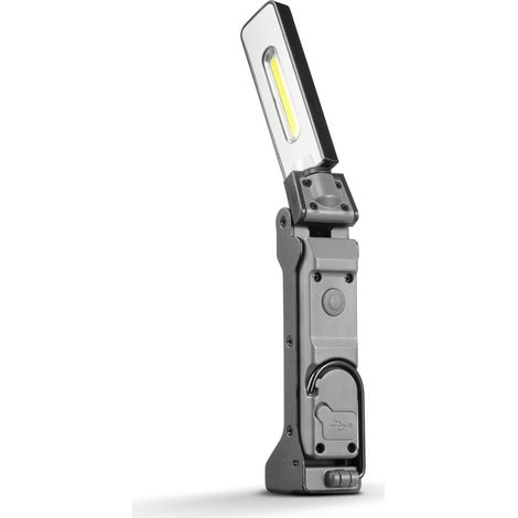 Alcapower Lampada da lavoro LED ricaricabile, corpo in alluminio, testa girevole 180°, 125lm, base magnetica e gancio integrato per uso professionale (1/5)
