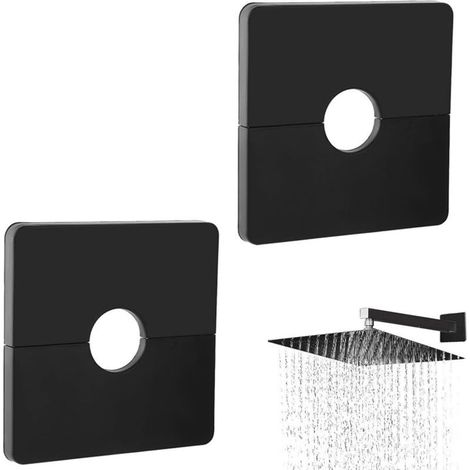Wall Pipe Cover, Plumbing Pipe Cover, 2 Pieces 33mm Diameter ABS Plastic Square Pipe Protector Plates, Self-Adhesive Pipe Covers for Decoration, Shower Pipe Cover (1/5)