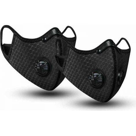 2 masques anti-poussière pour serviettes de sport, avec filtre à charbon actif, lavables, réutilisables et respirants, adaptés aux activités de plein air, au travail du bois, à la tonte et à la course (1/5)