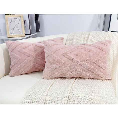 Rosa Kissenbezüge – weiches Karomuster, Boho-Stil – geeignet für Wohnzimmer, Schlafzimmer usw. – 2er-Set, 30 × 50 cm (1/5)