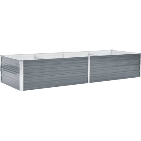 Jardinera elevada plantas flores jardín acero galvanizado 240 x 80 x 45 cm gris 020001103 (1/5)