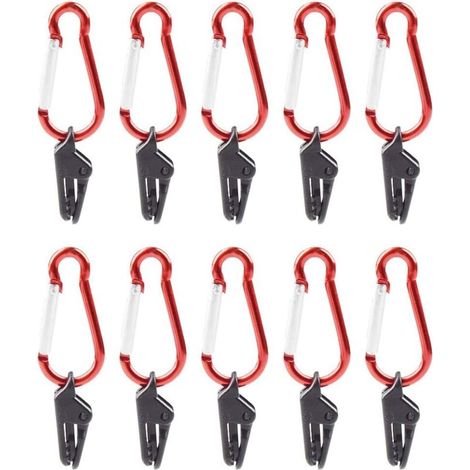 Pince À Bâche - Avec Mousqueton En Acier Inoxydable - Pour Tente De Camping Et Auvent - 10 Pièces