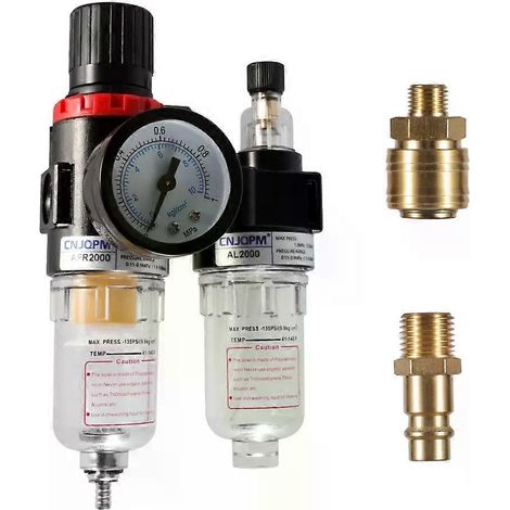Unité de maintenance d'air comprimé - réducteur de pression, séparateur d'eau, lubrificateur, filtre, compresseur (1/4)