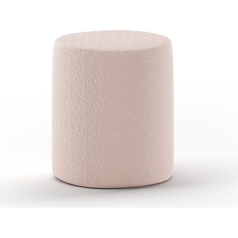 Pouf rond 41x41x41,5 cm en tissu bouclé rose clair - LUNA (1/5)