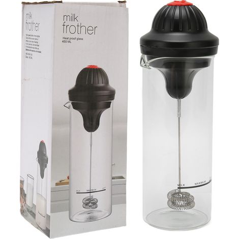 Mousseur à lait portable électrique sans fil avec pot en verre résistant à la chaleur pour café, œuf, crème - Batterie incluse (1/5)