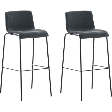 onjunto de 2 taburetes de bar con reposapiés respaldo curvado en tela gris oscuro y 4 patas de metal negro 10000420 (1/5)