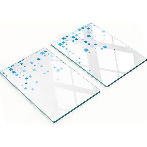 Tableaux en verre résistants et élégants à motif carré bleu 2x40x52 cm (1/5)