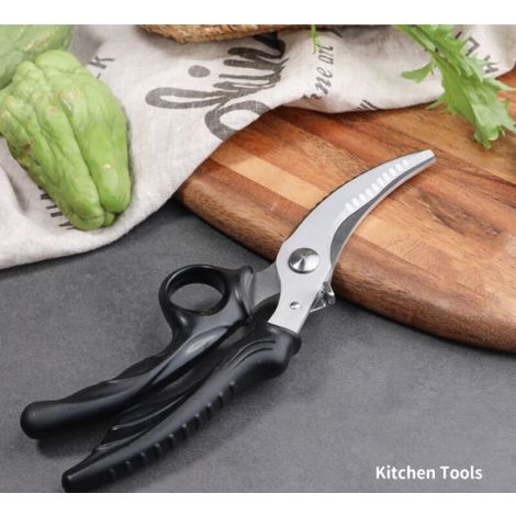 Ciseaux de cuisine en acier inoxydable pour la volaille et les légumes, Poignée en plastique PP noir Ciseaux à viande lavables au lave-vaisselle,Ciseaux de cuisine multifonctions (1/3)