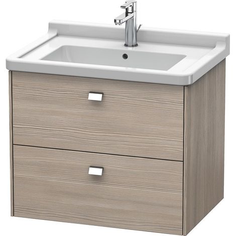 Mobile toilette a parete Duravit Brioso Brioso Vanity 67,0 x 46,9 cm, con 2 cassetti, incl. apertura per sifone e grembiule, per lavabo Starck 3 030470, Colore (anteriore/corpo): Pino Argento decoro, maniglia cromata - BR414101031