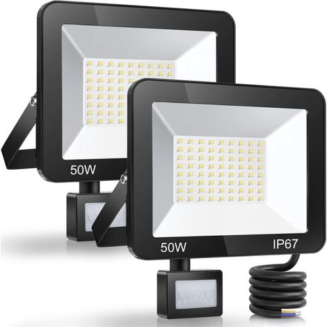 50W Projecteur LED Exterieur Detecteur de Mouvement 2 Pièce, IP67 Étanche Spot LED Avec Détecteur, 5000LM 7000K Blanc Froid Eclairage Exterieur, Lampe Exterieur pour Jardin Terrasse Entrée-RAPANDA (1/4)