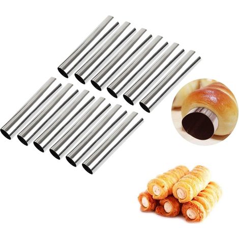Moule À Cannoli - Moule À Cornet À Crème En Acier Inoxydable Sans Adhérence - Pour Pâtisseries Spiralées Type Croissant Ou Chouquette - Lot De 12 (1/5)