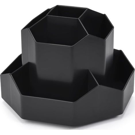 360° drehbarer Stiftehalter, 9 Fächer für Bürobedarf, Schreibwaren, Becherhalter für den Schreibtisch, Schwarz (1/5)