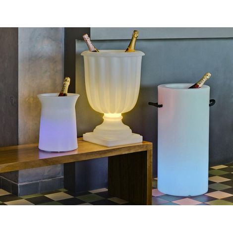 PALMA Enfriador de botellas con luz, altamente resistente al uso en exteriores. Carga solar o por batería. Fabricada en polietileno (1/3)