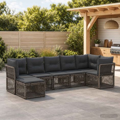 Set Divano da Giardino 7 pcs Grigio polyrattan vidaXL (1/5)