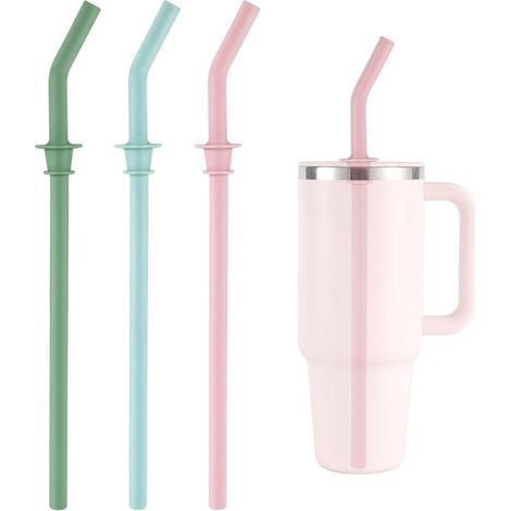 3 pajitas repuesto vaso térmico Hydro Flask Travel Tumbler 40 oz, pajitas silicona reutilizables sin BPA botellas Hydro Flask (azul, rosa verde) (1/5)