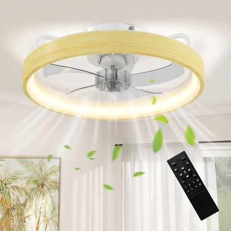 Deckenventilator mit integrierter LED-Beleuchtung, 49 cm Durchmesser, 7 Flügel, 6 Geschwindigkeitsstufen, Helligkeitsregelung, Sommer-/Winterfunktion
