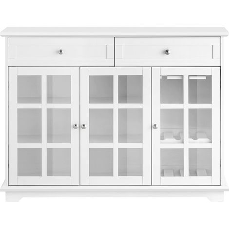 SoBuy Mobile Da Cucina Isola Cucina Con Anta In Vetro Credenza Buffet Bianco119x40x90cm FSB77-W (1/5)