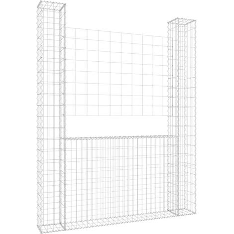Maison Exclusive - Gabionenkorb U-Form mit 2 Säulen Eisen 140x20x