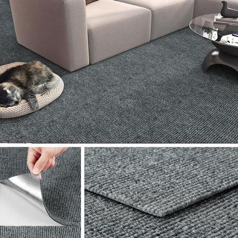 Dalle Moquette Adhesive Sol 30x30CM Antidérapantes Dalles de Moquette Auto-Adhésives pour Maison Bureau Commerce Résistant Moquette Autocollante Chambre Salon Corridor Gris Clair 4 Dalles (1/5)