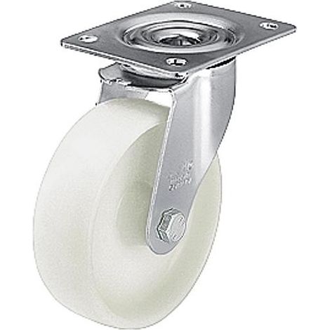 roue plast poids lourd polyamide/acier LE-PO 80G, charge limite 150 kg roue diam. 80mm, dim plaque 100x85mm (1/2)