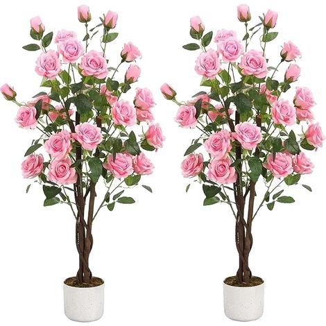 Rosal artificial, diseño realista, no requiere mantenimiento, 2 piezas de 105 cm. (1/2)