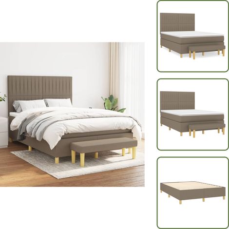 Colchón ensacado - vidaXL Cama box spring con colchón tela gris taupe 140x200 cm - Cama de muelles