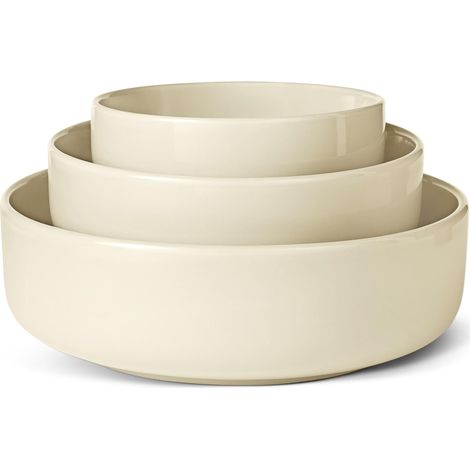Saladiers en Grès Émaillé, Lot de 3 Pièces, Compatible Lave-Vaisselle, Couleur Ivoire (1/5)
