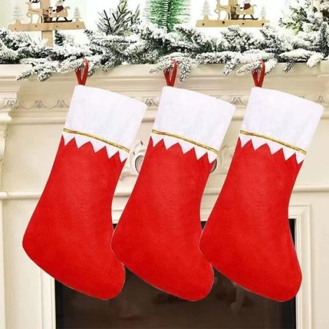 Lot de 6 Chaussette de Noel, Feutre, 35x23cm, Suspendre, Cheminee Sapin Fenetre, Decoration Cadeau Bonbon (1/4)