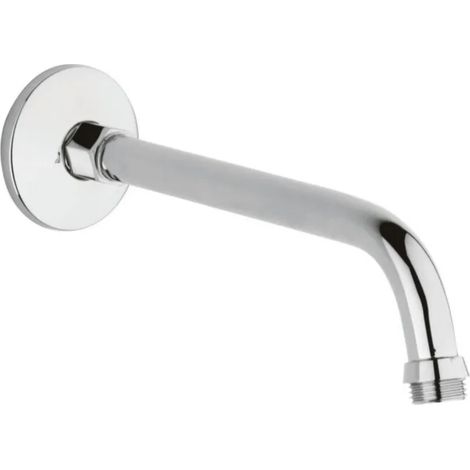 Schläfer 137210 Braccio Soffione 1/2" Inclinato 45° in ottone cromato, con rosone per montaggio a parete, tubo doccia diam 16 mm, L. 150 mm, Attacchi Universali 1/2"G, Braccetto Doccia Curvo (1/5)