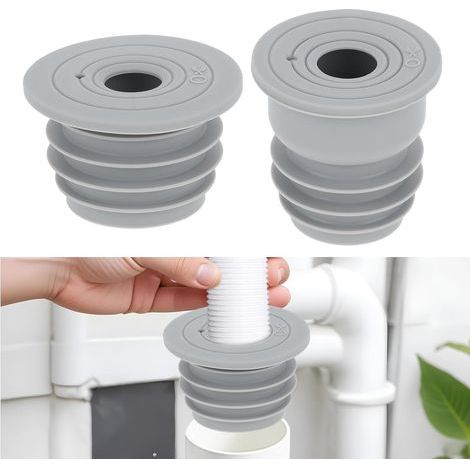 Set of 2 silicone sealing plugs for washing machine drain hose, odor-proof, sink plug for washing machine, kitchen sink, bathroom (1/5)
