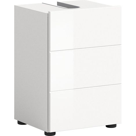 xonox.home Vira X2LA9703 - Mobile sottolavabo, mobiletto da bagno, mobile mobile nella parte anteriore, bianco lucido, struttura in melamina, ca. 38 x 56 x 34 cm