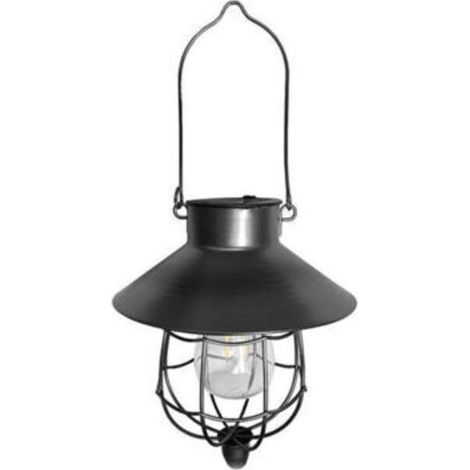 Lanterne solaire métal vintage éclairage jardin déco noire (1/4)