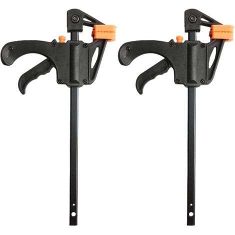 Lot de 2 serre-joints à barre en F de 10 cm avec poignée à cliquet à dégagement rapide pour le travail du bois et le bricolage.