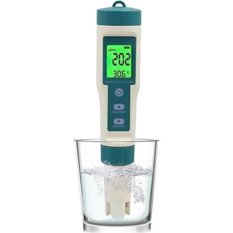 Elektronisches pH-Meter - AIMOONSA - 8 in 1 - pH/TDS/EC/ORP - Temperatur & Salzgehalt (1/5)