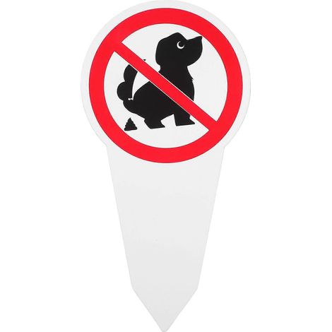 Panneau « Interdit aux chiens de faire leurs besoins » avec piquet pour la décoration de jardin et de pelouse. (1/4)