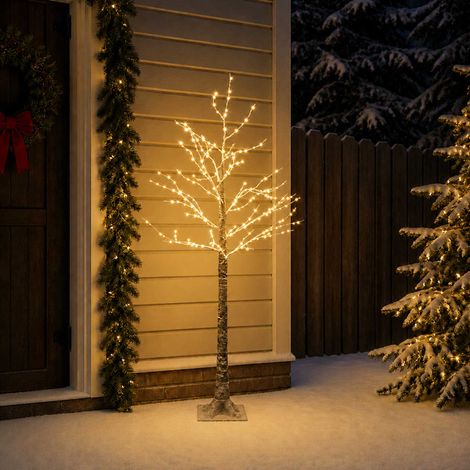 vidaXL Albero di Natale LED innevato Marrone 22 x 22 x 120 cm Plastica (1/5)