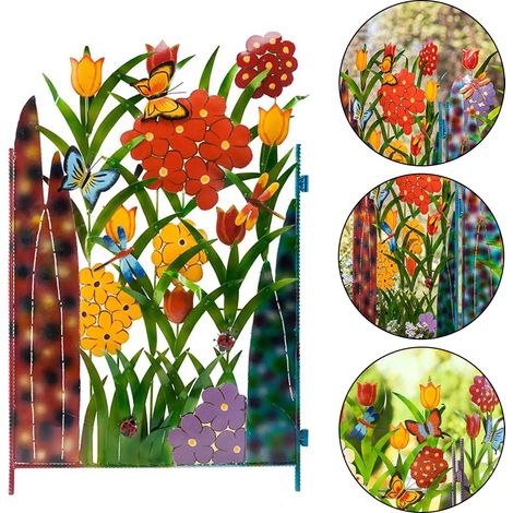 Clôture de jardin décorative en fer forgé à motif floral, panneau de clôture pour enclos extérieur, terrasse ou jardin. (1/5)