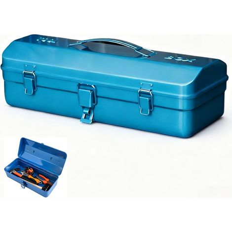 Leerer Werkzeugkasten aus Metall mit Tragegriff und Verschluss, 37 x 16 x 12 cm, großer Werkzeugkasten, robust, langlebig, Werkzeugkasten, Transportkoffer für die universelle Aufbewahrung und den Tran (1/5)