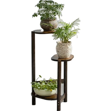 Support de Plantes, 3 Niveaux, Design Minimaliste, Marron (1/2)