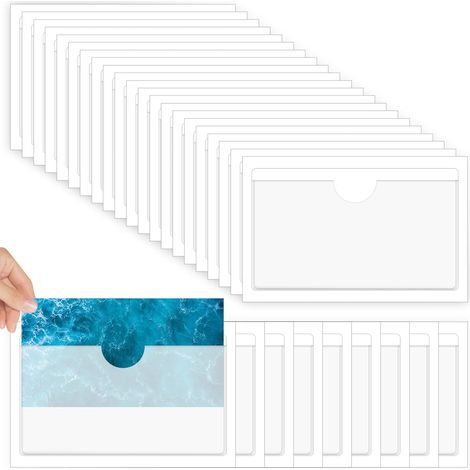 100 x Transparent Adhesive Pouches, 10 x 6 cm Self-Adhesive Pouches, Adhesive Card Pouches, Transparent Plastic Label Holder for Organizing and Sorting (1/5)