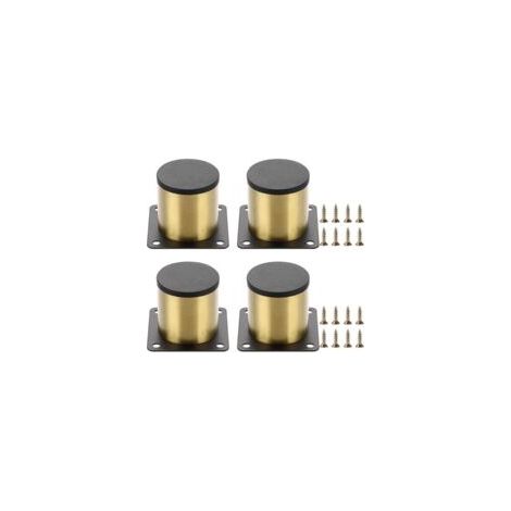 Houhence – Juego de 4 patas de acero inoxidable de 5 cm para muebles – Diseño redondo dorado – Fácil montaje con tornillos – Para sillas, mesas, armarios y sofás – Crezuo