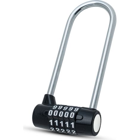 Cadenas long, à combinaison, cadenas à combinaison 5 chiffres 14,8 x 6,4 cm noir