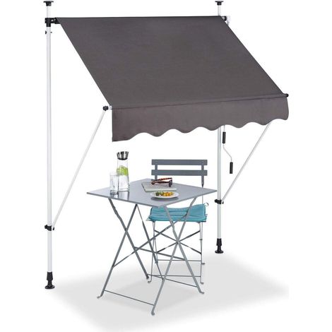 Bc-elec - HHYVA1512-ant Manuell einziehbare Markise f�r Terrasse & Patio 150x120cm antrazitgrau