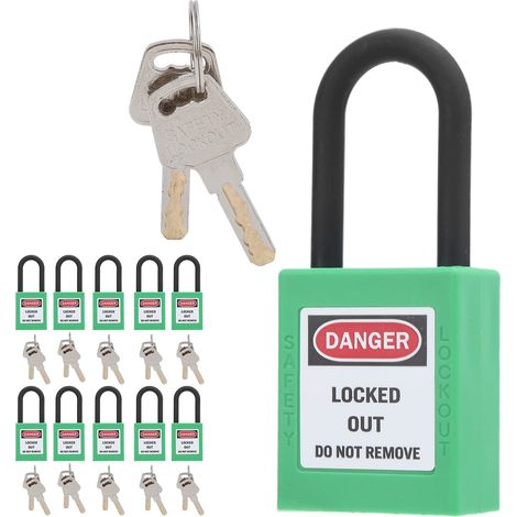 Lot de 10 Cadenas de Sécurité 1.5 Pouce Verrouillage de Sécurité Nylon Isolation Technique Loto Cadenas Électrique Verrouillage Station(Vert) (1/5)