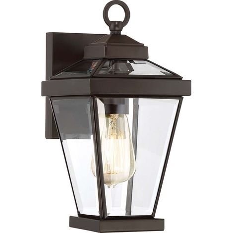 Lampada da esterno lampada da parete lanterna ottone vetro H 31,8 cm acciaio vetro bronzo IP44 (1/4)