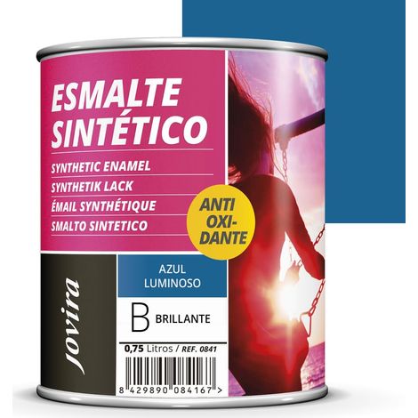 Vernis synthétique anti-oxydant brillant. Protection et décoration de surfaces en acier, fer et bois. 750 Millilitres, Bleu Lumineux (1/5)