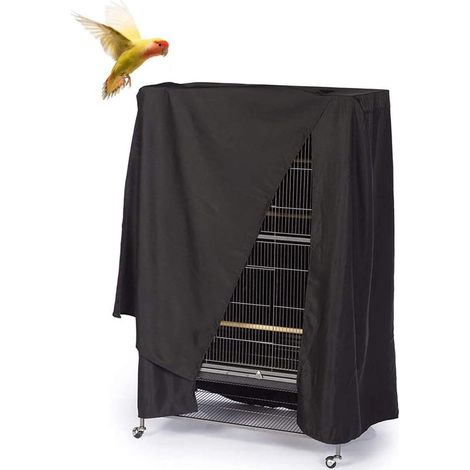 Funda para jaula de loros, Funda para jaula de pájaros, Tela Oxford 210D, Fundas a prueba de polvo, Opaca, Impermeable, 10469122cm, Negra (1/5)